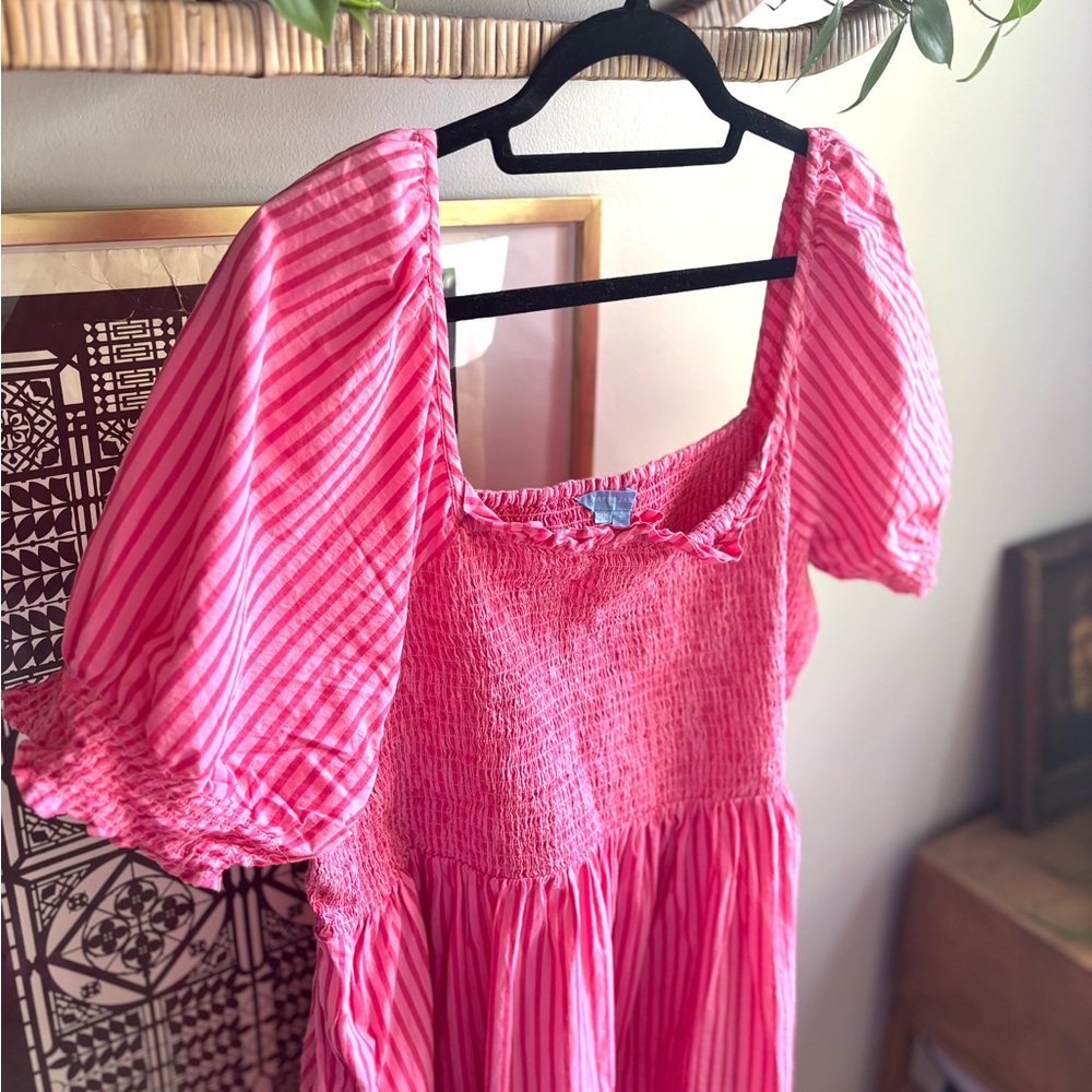 Draper James Pink Striped Mini Dress - Picture 2 of 8